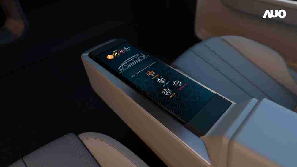 MG电玩以人性化设计打造多变形态中控显示(Morphing Center Control)，，，不使用时仅平面显示信息，，进行操作时，，，，显示器则会动态隆起，，，转变成3D实体按钮，，并有触觉回馈，，，展示人机互动新体验